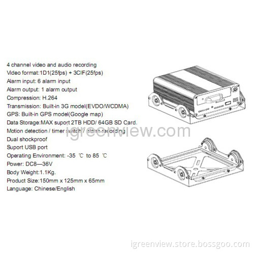 4ch H.264 Mobile Dvr With 3g Real-time Video Tracker For Cars, Buses, Trucks 
